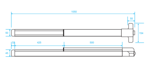 1045mm Length 2000N Panic Bar Lock With Inner Hexagon
