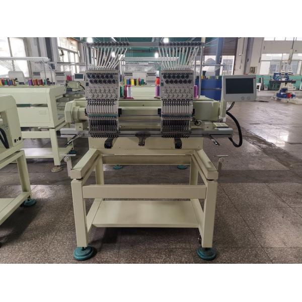 Double Head Cap Embroidery Machine With 12 Needles Cutting System Stable