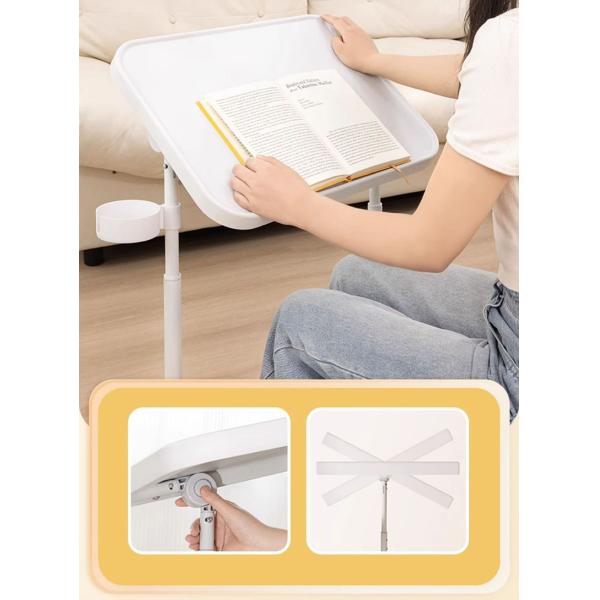 Coffee Table, Computer Desk home movable adjustable Working Station with Wheel Sofa side Rack Bedroom Simple Dining
