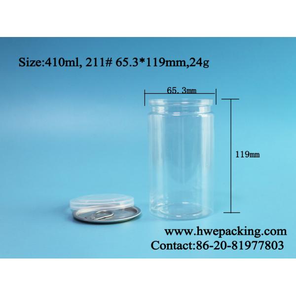410ml 211# Easy Open Empty clear Plastic Pet Can For Food Leak Proof