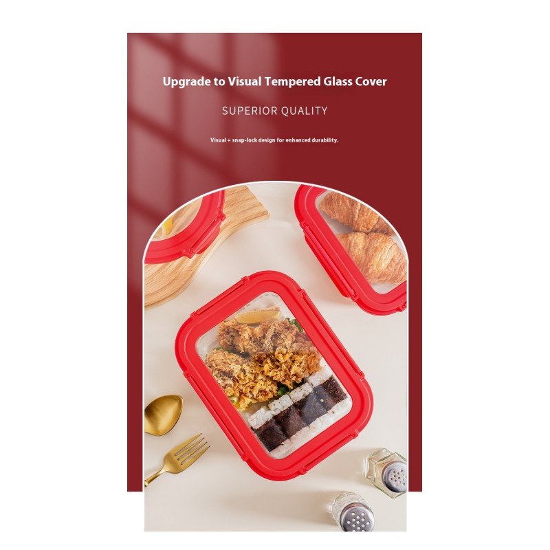 High Borosilicate Microwaveable Glass Bento Box Heating Function Lunch Box Special Meal Box for Office Workers