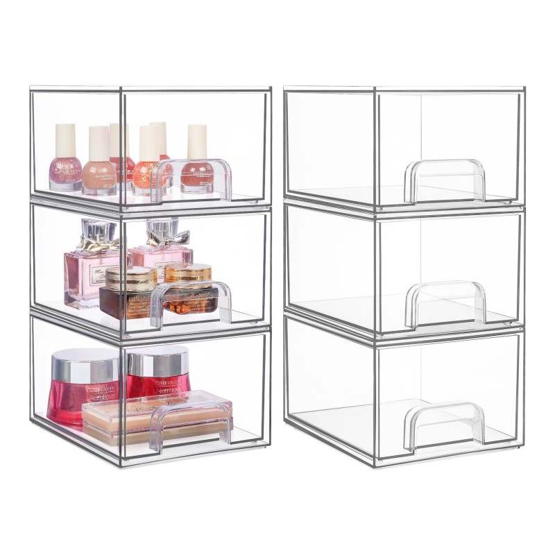 Hot Selling Transparent PET Pull Out Solid Cosmetic Organizer Stackable Cosmetic Lipstick Storage Box