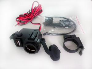 Quality 5V USB 12V Motorcycle USB Charger Power Port Socket Cable for sale