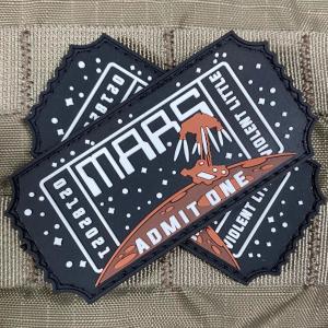 Quality Custom made patch Mars Admit One PVC Patch PVC Hook sew on Patches for sale