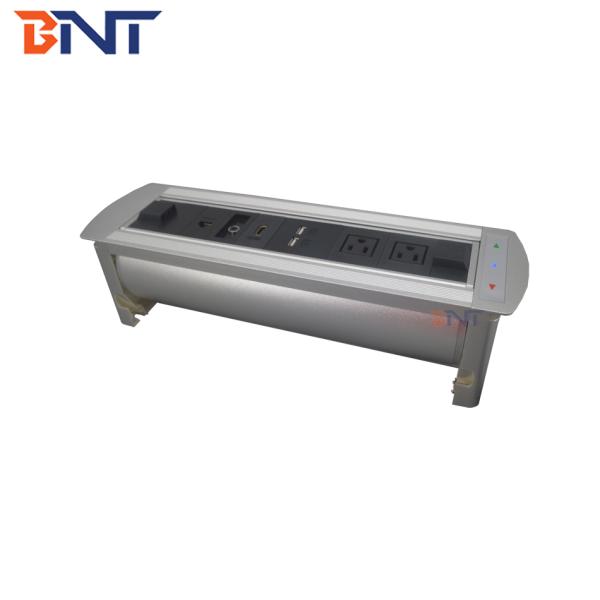 Multimedia meeting room motorized flip up hidden table socket outlet