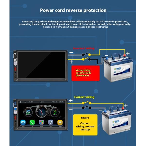 Creatall 7-Inch Dual Reel Reverse Camera MP5 Player for Bluetooth Central Control Screen CarPlay Navigation Android Auto Mirror
