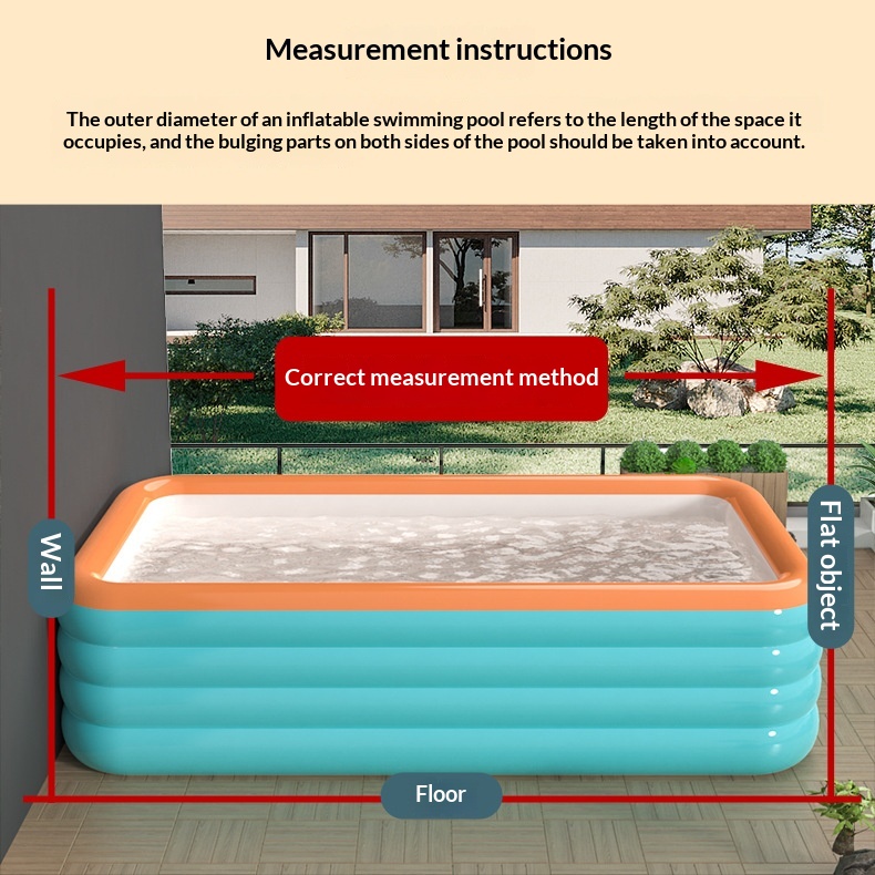 Cross-border PVC Inflatable Rectangular Swimming Pool Portable Large-sized for Infants Adults Home Use Bathing Pool