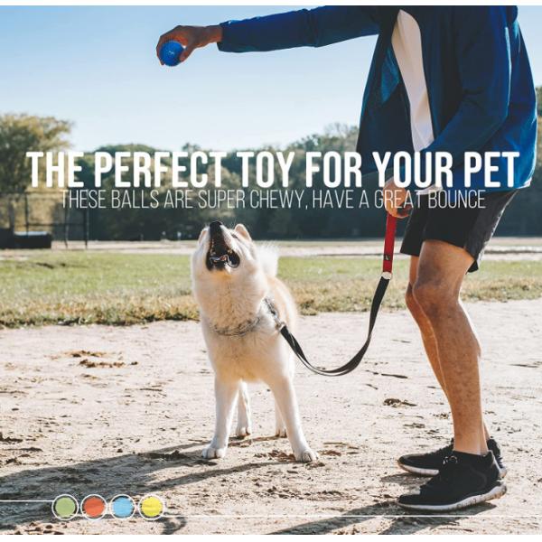 TPR Soft Rubber Squeaky Dog Ball Blue Yellow Red