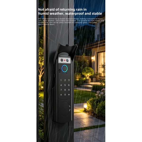 High Waterproof Camera Intercom FACE ID Smart Frame Lock Fingerprint Password Electric Tuya Version Door Lock Exterior Lock