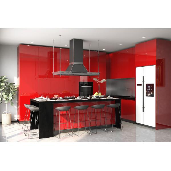 Customized Lacquer Modern Kitchen Cabinets with Veneer Top and Lacquer Bottom