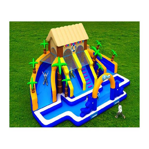 Customized Inflatable Water Island , Inflatable Water Obstacle Course With Repair Kits / Blower