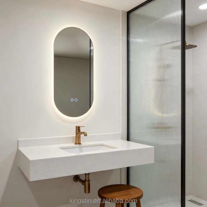 Modern LED Wall-Mounted Bathroom Vanity Light High-Definition Backlight Touch Switch Salon-Appropriate Oval Salon Apartment