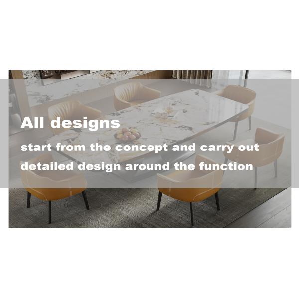 White Titanium Stainless Steel Marble Dining Table 1000mm Width Rectangle