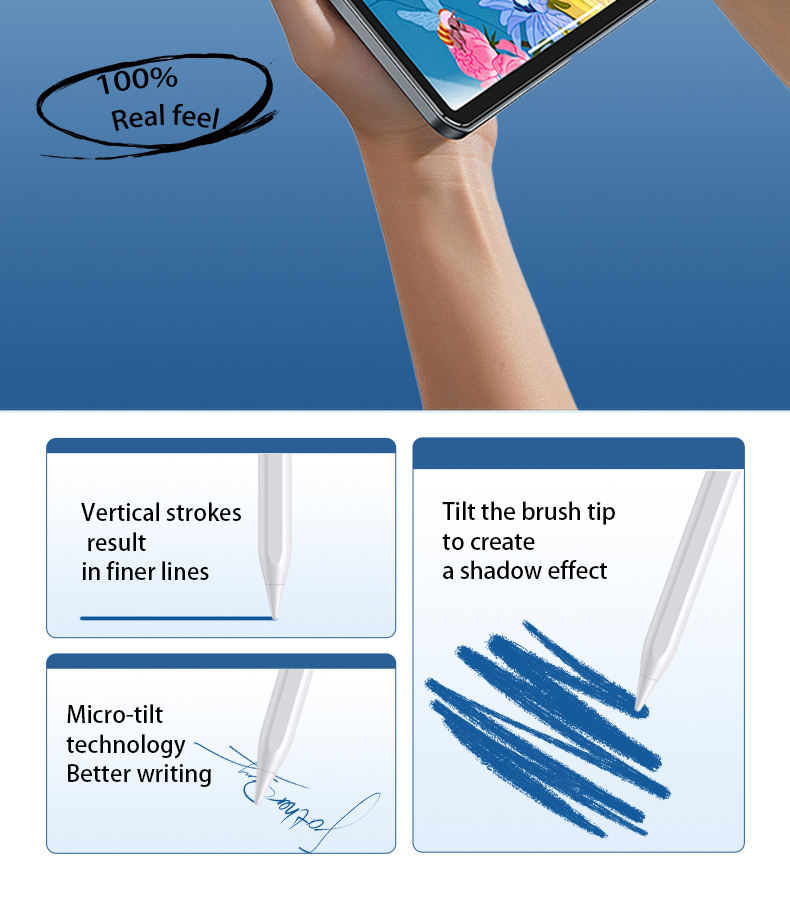 Support APP DIY Function Bluetooth Stylus Pens for IPad, Tilt Drawing, Green Light Indicator, Palm Rejection Tablet Stylus