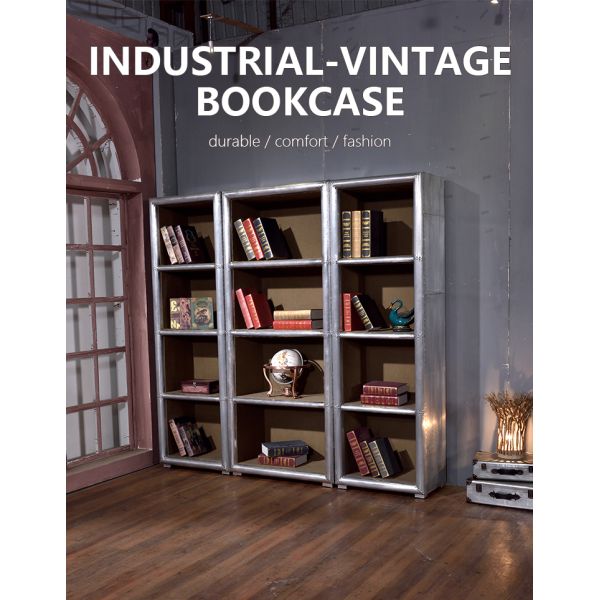 Nidea #8010 Antique Style Industrial Aluminum Bookcase with 9 Shelves Multifunction for Home Bar Office Living Room & Hotel