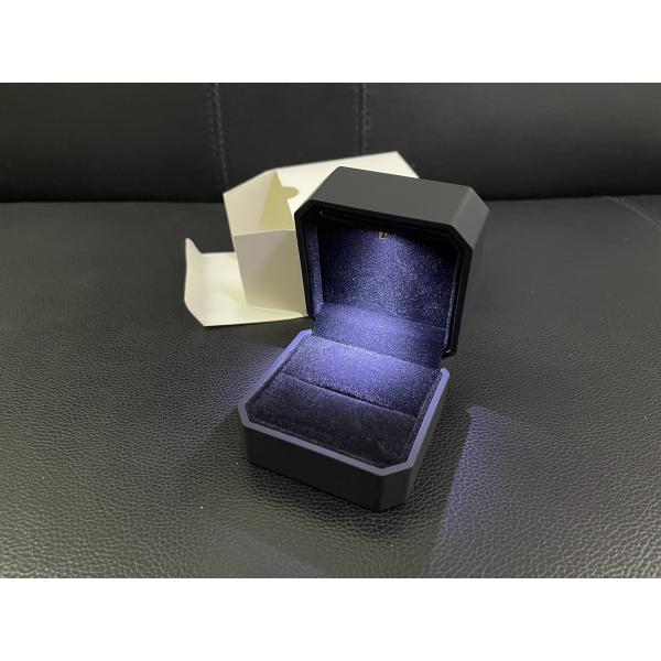Customized Your Logo- Luxury Black Octagonal LED Ring Box