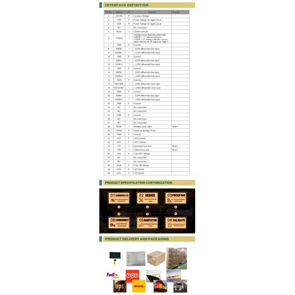 7inch LVDS Interface Industrial TFT Display With Capacitive Touch Screen