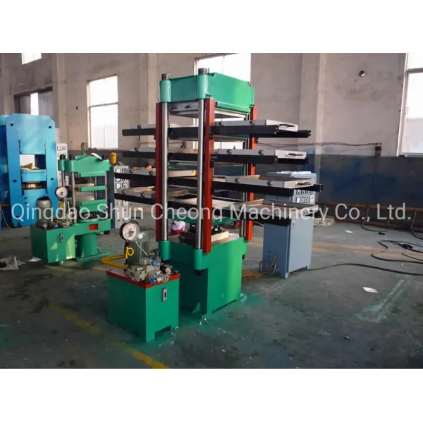 Automatic Rubber Flooring Tiles Machine with 4 Layers and 50 Ton Pressure Featuring Push-Pull Mould Device