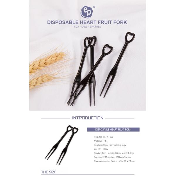 Wholesalehigh quality heart-shaped disposable plastic dessert fork