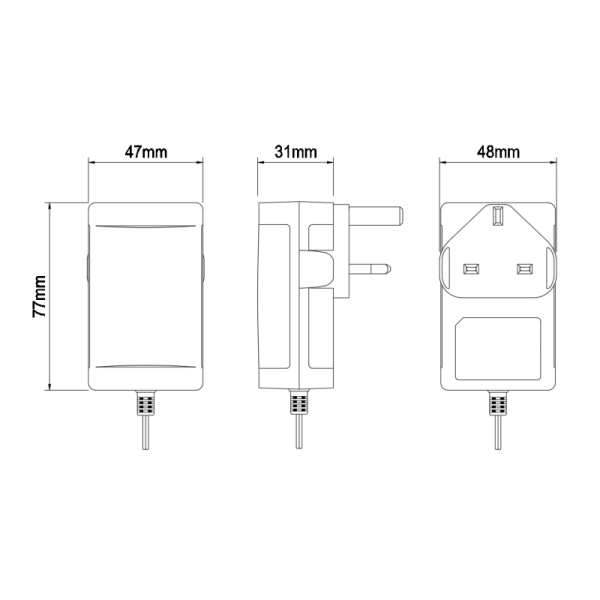 30W UKCA Certified Single Phase Wall Power Adapter with Multiple Output Voltages