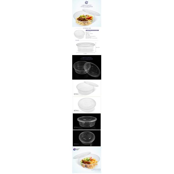 2500ml Kitchen airtight food container disposable thermoforming plastic PP storage bowl with lid