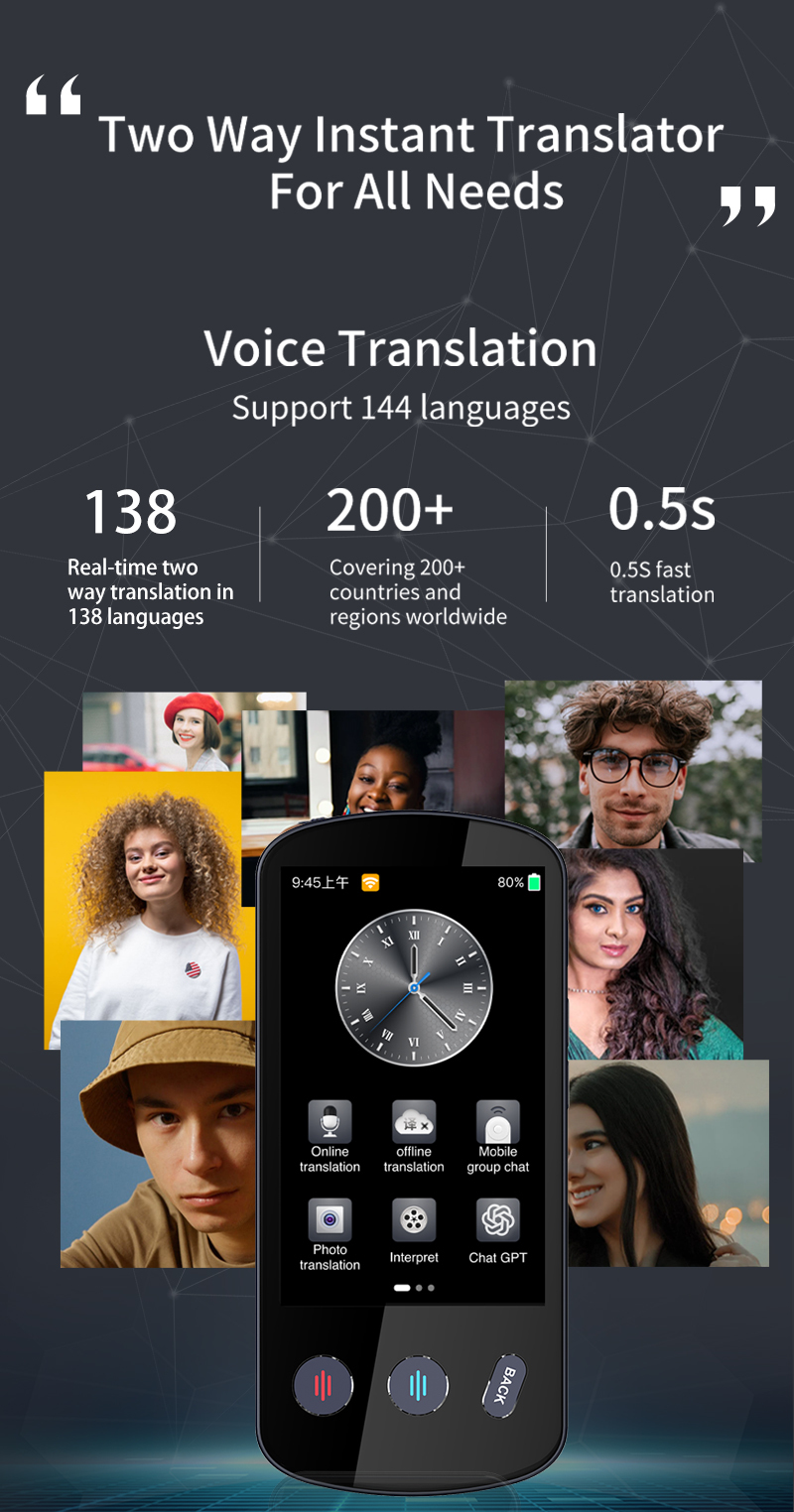138 Languages Instant Multilingual Language Translator Two Way Language Interpretation Devices