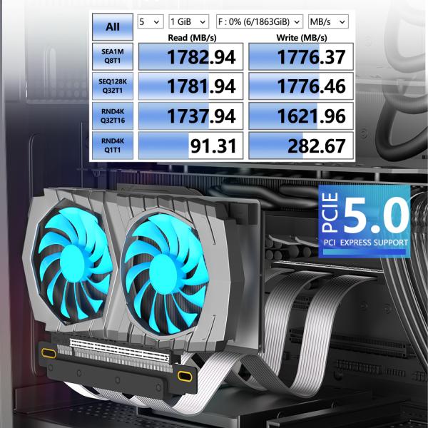 180 Degree PCI E 5.0 Riser Cable 16X Flexible GPU Extension Cable
