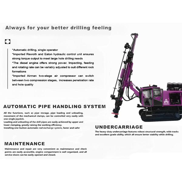 Hard Rock Borehole Drilling Equipment Depth 36m Mining Drilling Machine Crawler DTH Drilling Rig