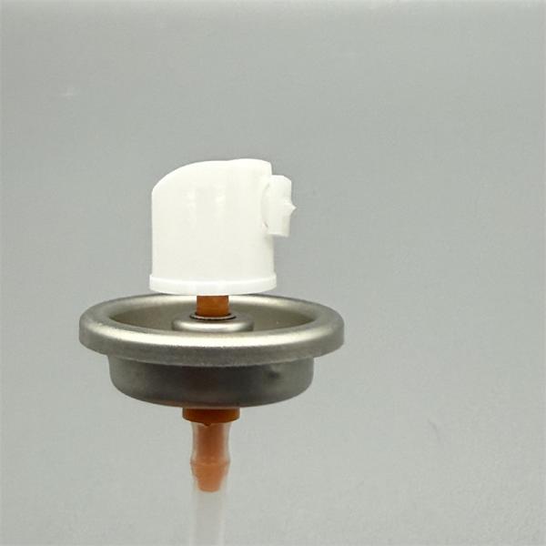 Top view of 1 inch male paint aerosol valve showing actuator placement