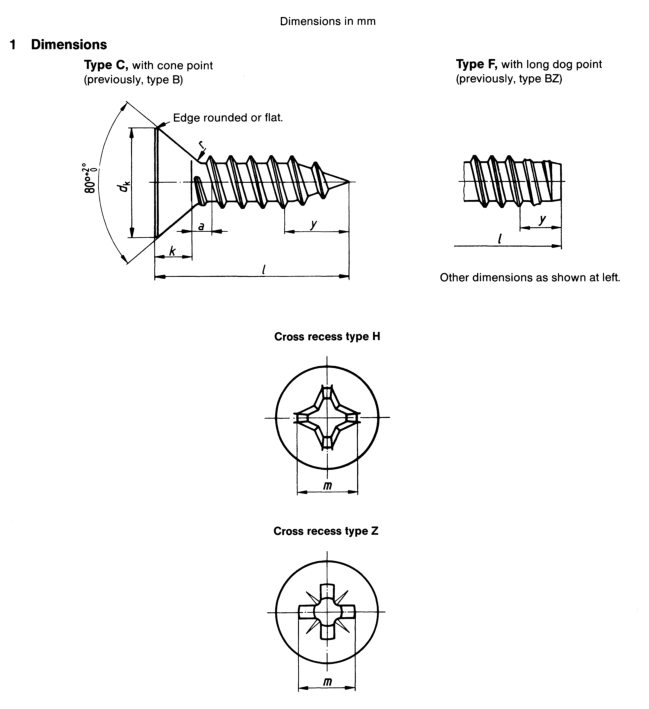 A2 A4 Stainless Steel Countersunk Self Tapping Screws DIN 7982