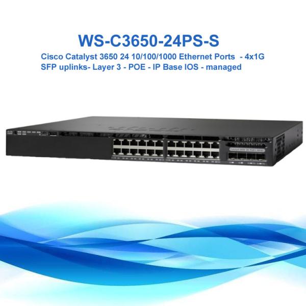 Cisco 24 Port Switch POE Stackable Switch WS-C3650-24PS-S new sealed