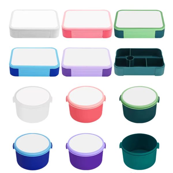 Multiple Partitions Food-Grade Sublimation Plastic Lunch Boxes For Kids Printable Sublimation Blanks Picnic Box Food Storage Container