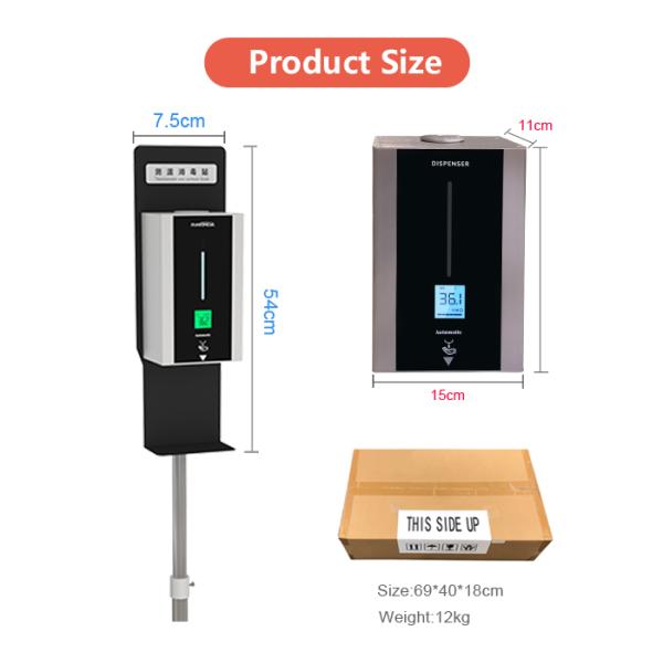 1000ML Automatic Hand Sanitizer with Temperature Measurement Kiosk Dispenser