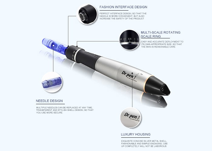 Derma Auto Dr.pen Micro Needling Machine Rechargeable Silver & Black