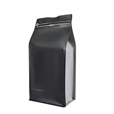High Barrier Foil Flat Bottom Heat Sealed Beans Packaging Side Zipper Coffee Bags with Valve Bags