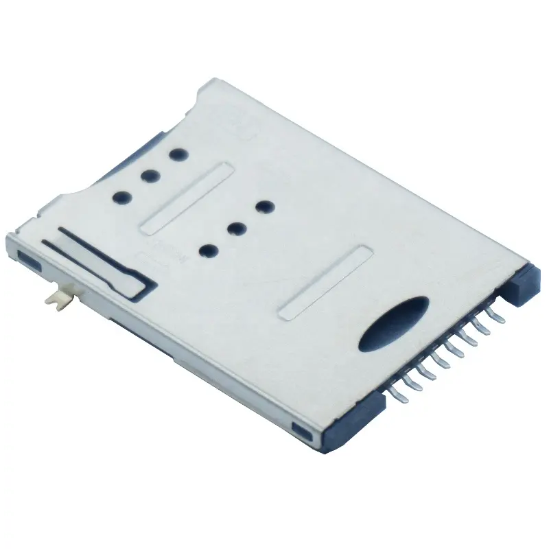 6+2 Pin Sim Card Connector Adapt Slot Push Push Type With Switch Diagonal Column