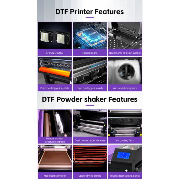 Ingani A1 DTF Automatic Printer 2pcs I3200 Heads 60cm With Powder Shaking Machine and Oven