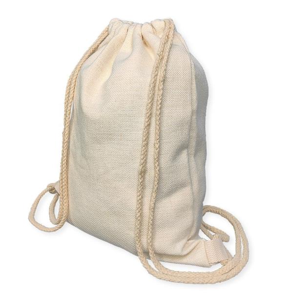Custom Sublimation Linen Drawstring Backpack 40*30cm Promotional Drawstring Bag