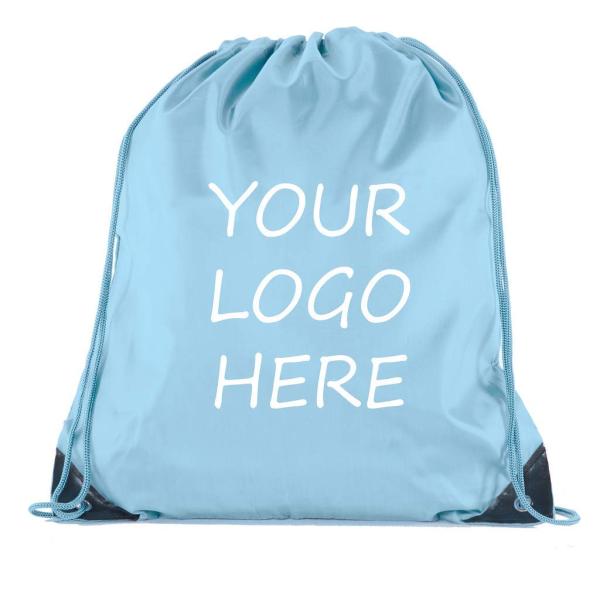 Eco-friendly Polyester Laundry Nylon Drawstring Backpack Bag for Festival School Stadium Entry with Zipper Mesh Pocket