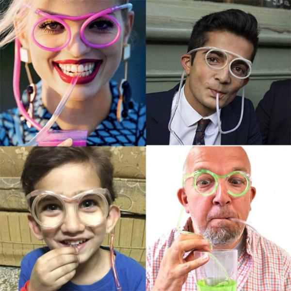 Different Size Creative Plastic Fun Glasses Straws for Crazy and Unconventional Party
