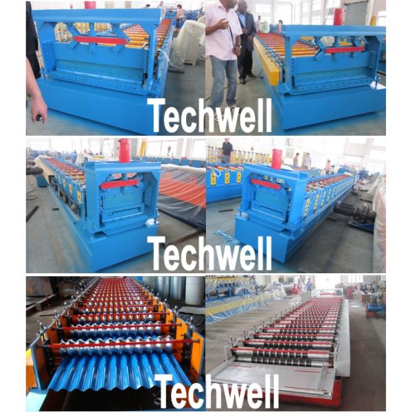 Corrugated Roof Wall Cladding Panel Roll Forming Machine With 0.3 - 0.8mm Thickness