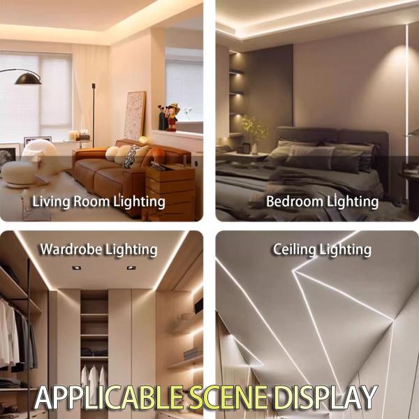 24V Low Voltage LED Strip Light showing installation and lighting effect