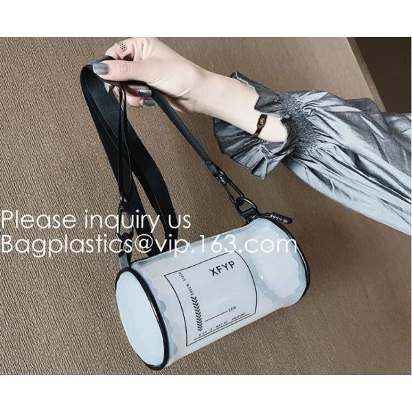 Compact Multi-purpose Handbag-style Transparent Glitter Cosmetic Pouch with Zipper Pocket on the Back, bagease, bagplast