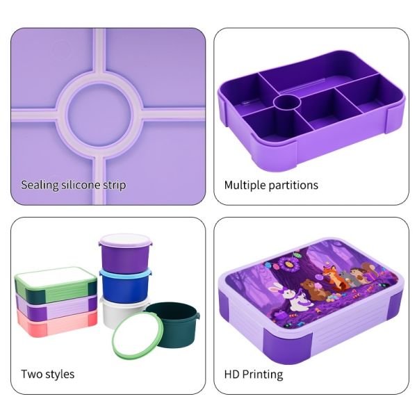 Multiple Partitions Food-Grade Sublimation Plastic Lunch Boxes For Kids Printable Sublimation Blanks Picnic Box Food Storage Container