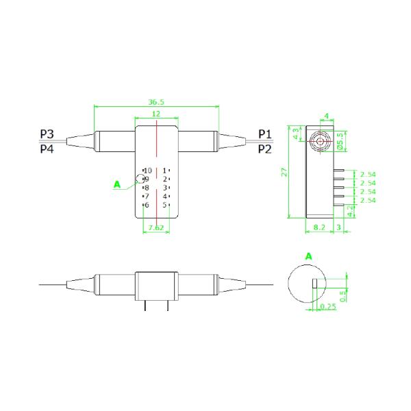 2x2 Bypass 900um Mechanical Fiber Optical Switch LC UPC Non Latching