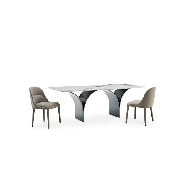 Customized Rectangular Modern Dining Table with Marble Top Stainless Steel Base Home Apartment Hotel Kitchen Dining Room Furniture