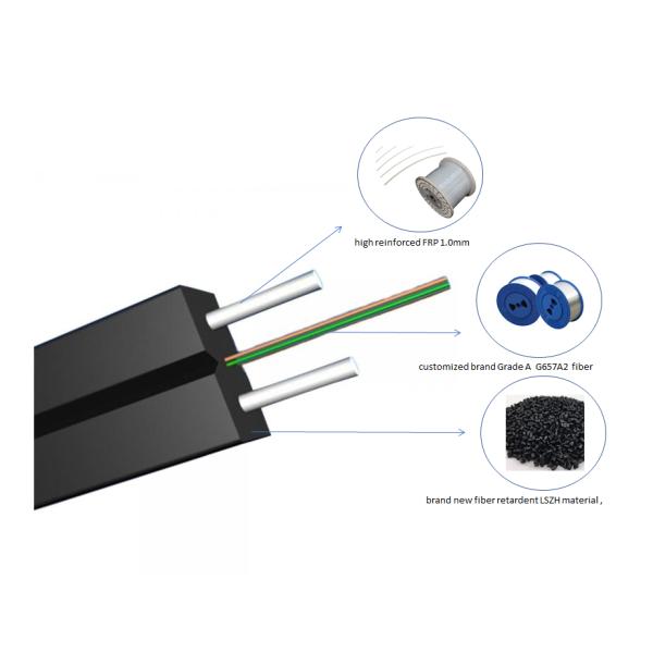 Indoor Outdoor 1 Core FTTH Drop Cable G657A1 G657A2 G652D