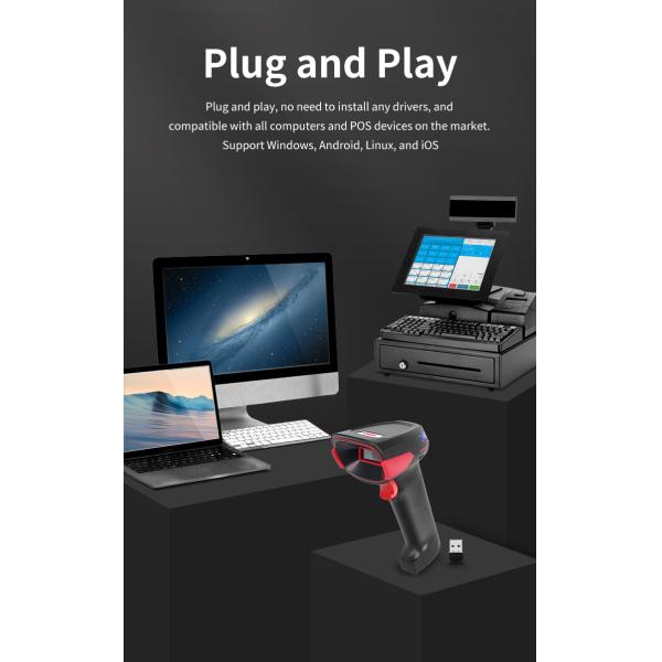 LUCKYDOOR 1D 2D Code Reader Wireless2.4G+ BT Barcode Scanner for Supermarket Payment NEW STOCK