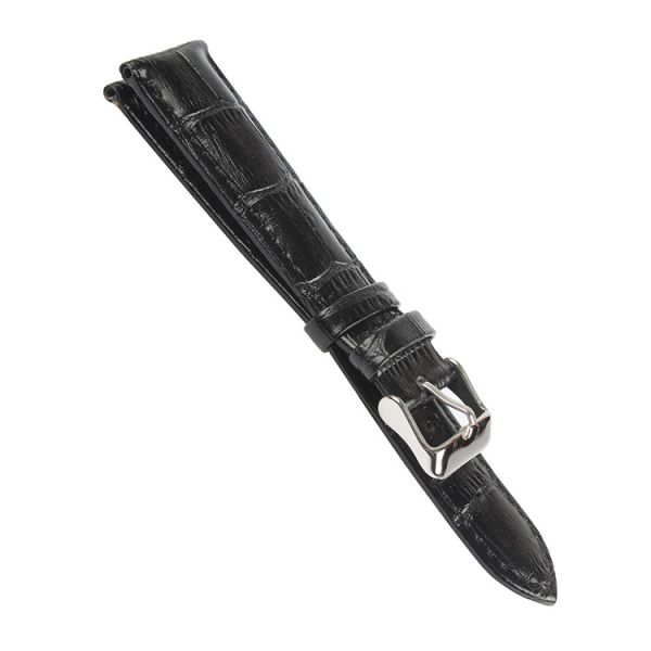 Obsidian Black Alligator Pattern Genuine Leather Strap
