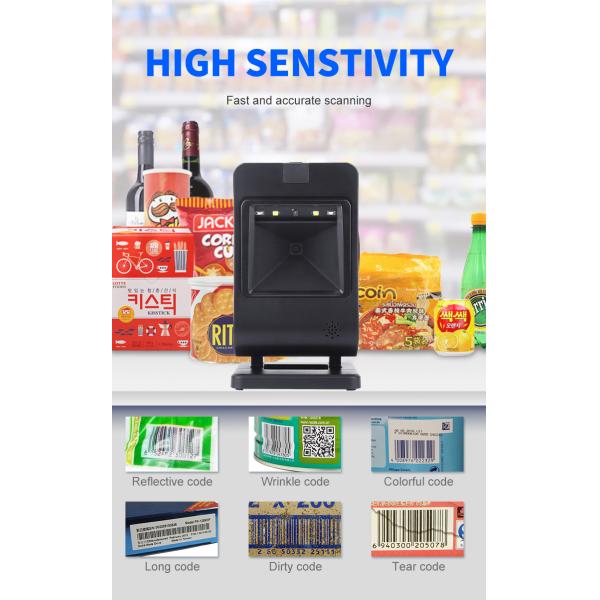 RiCODE 2024 New 2D QR Code Barcode Scanner Desktop Handsfree Table Top Code Reader With Ultra High Performance